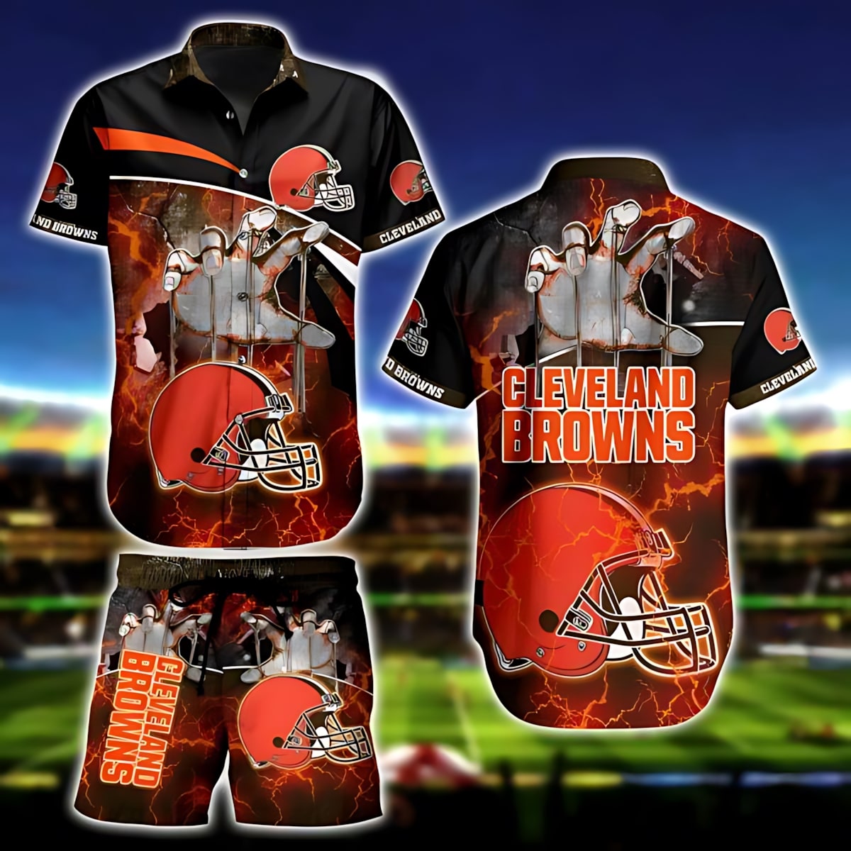 Cleveland Browns Hawaiian Shirt Electric Grip Design 208295