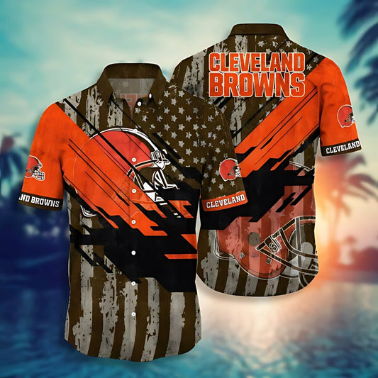 Cleveland Browns Hawaiian Shirt Flag Wave Design 515554