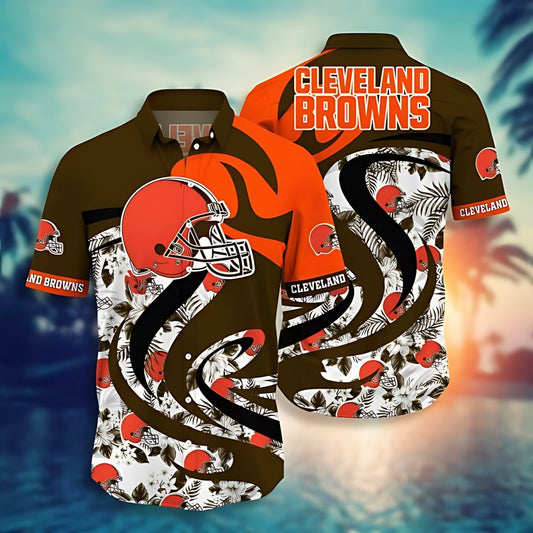 Cleveland Browns Hawaiian Shirt Flame Wave Design 877526