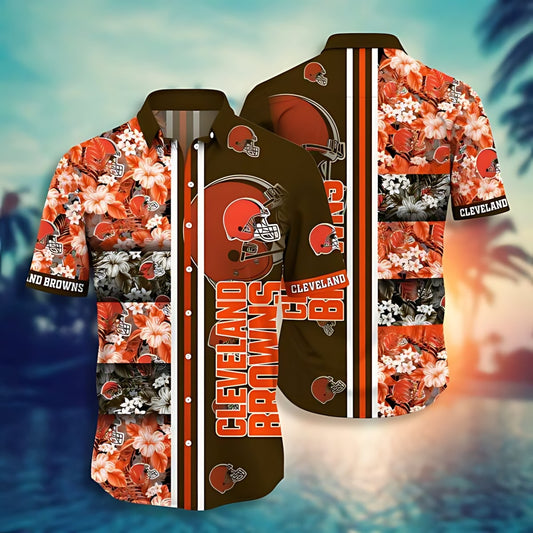 Cleveland Browns Floral Grid Hawaiian Shirt 290944