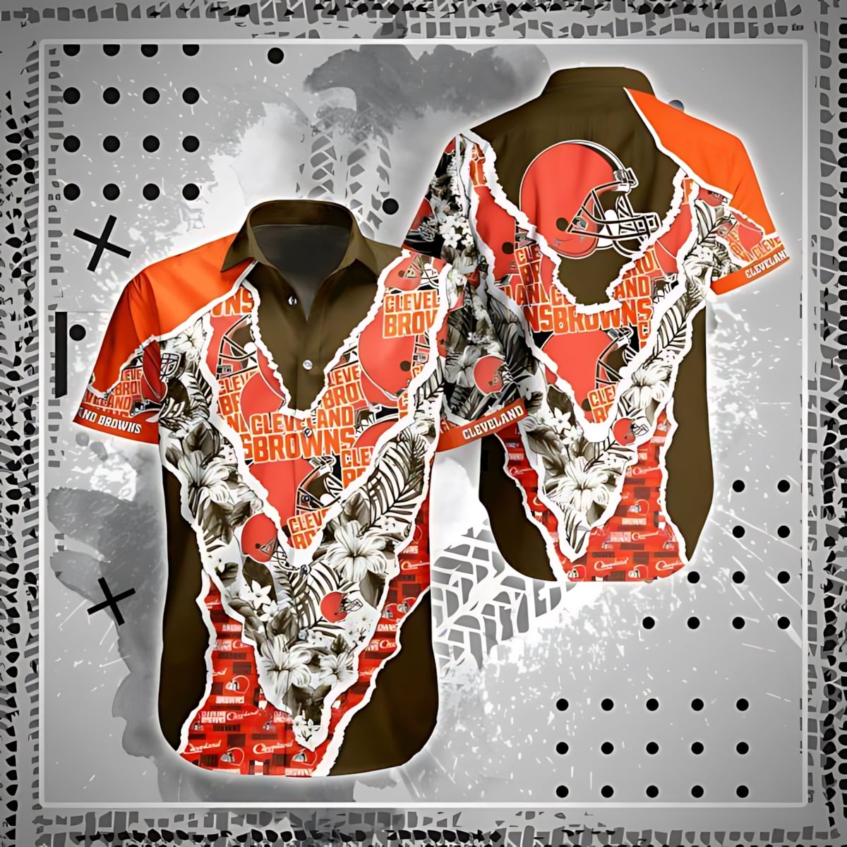 Cleveland Browns Hawaiian Shirt Gridiron Aloha Design 563700