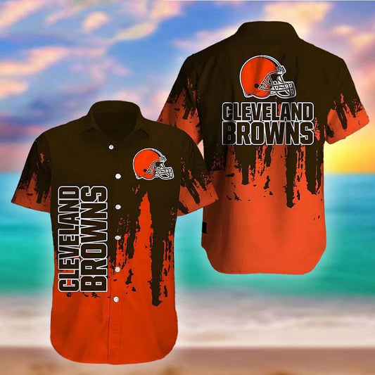 Cleveland Browns Hawaiian Shirt Grunge Wave Design 627812