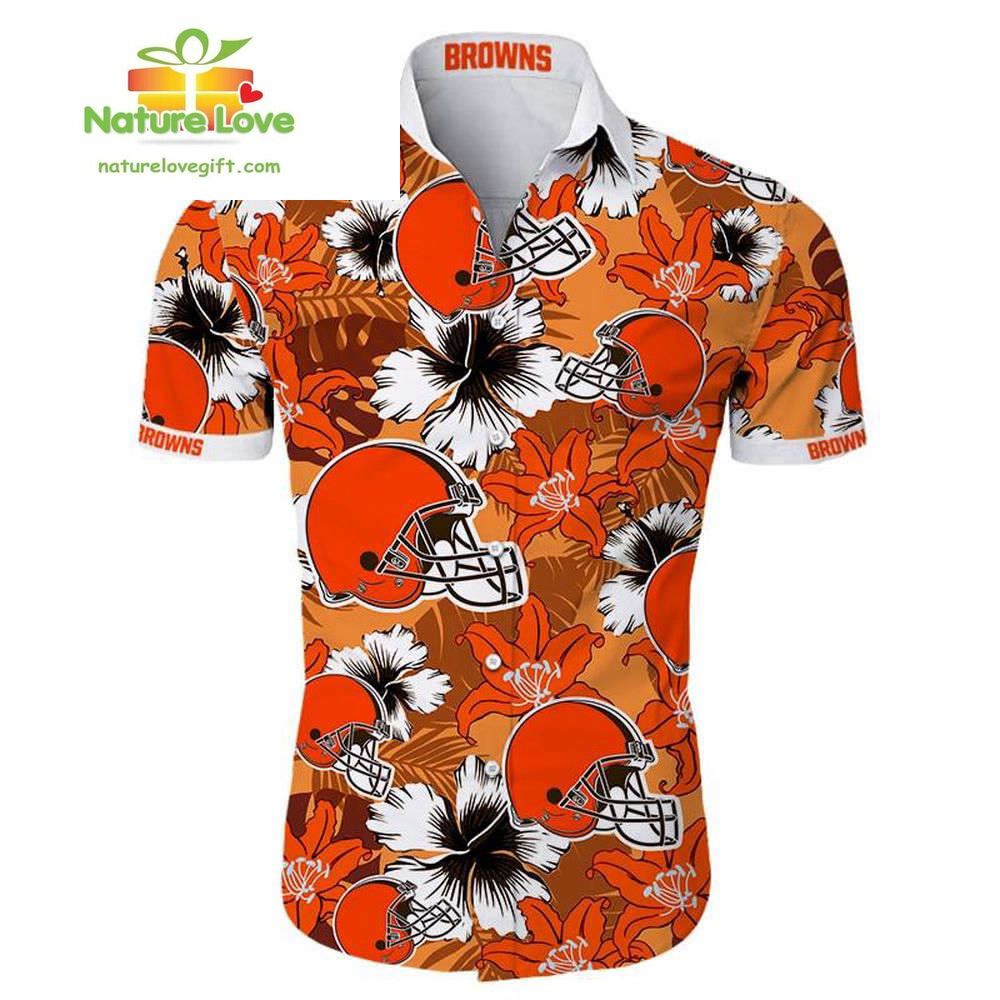 Cleveland Browns Hawaiian Shirt Tropical Floral Short Sleeve Aloha