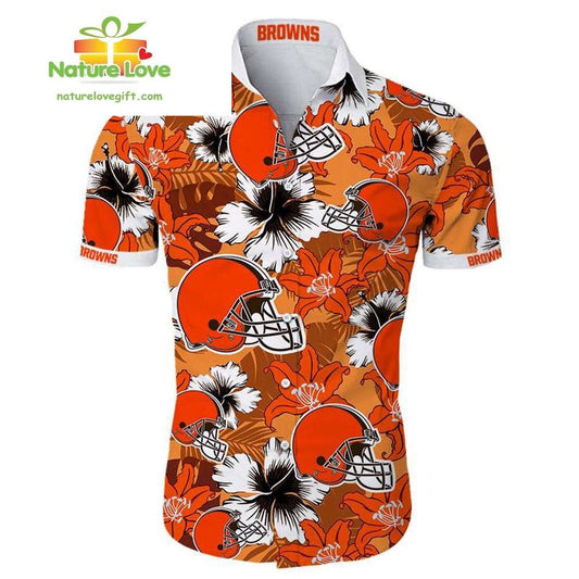 Cleveland Browns Hawaiian Shirt Tropical Floral Short Sleeve Aloha