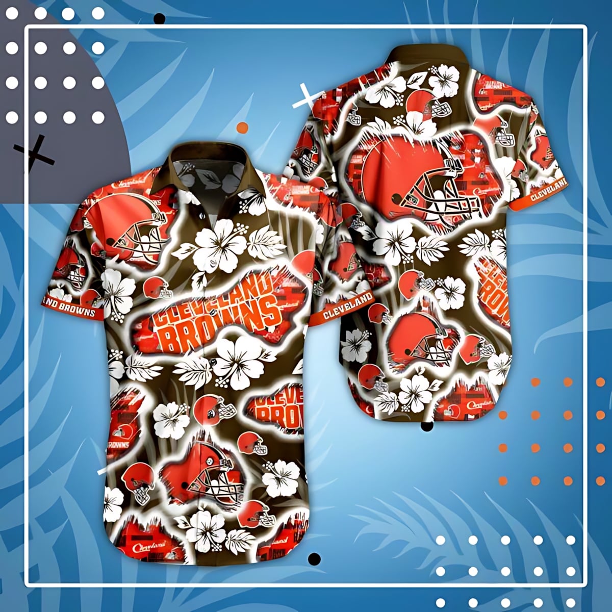 Cleveland Browns Hawaiian Shirt Hibiscus Splash Design 100827