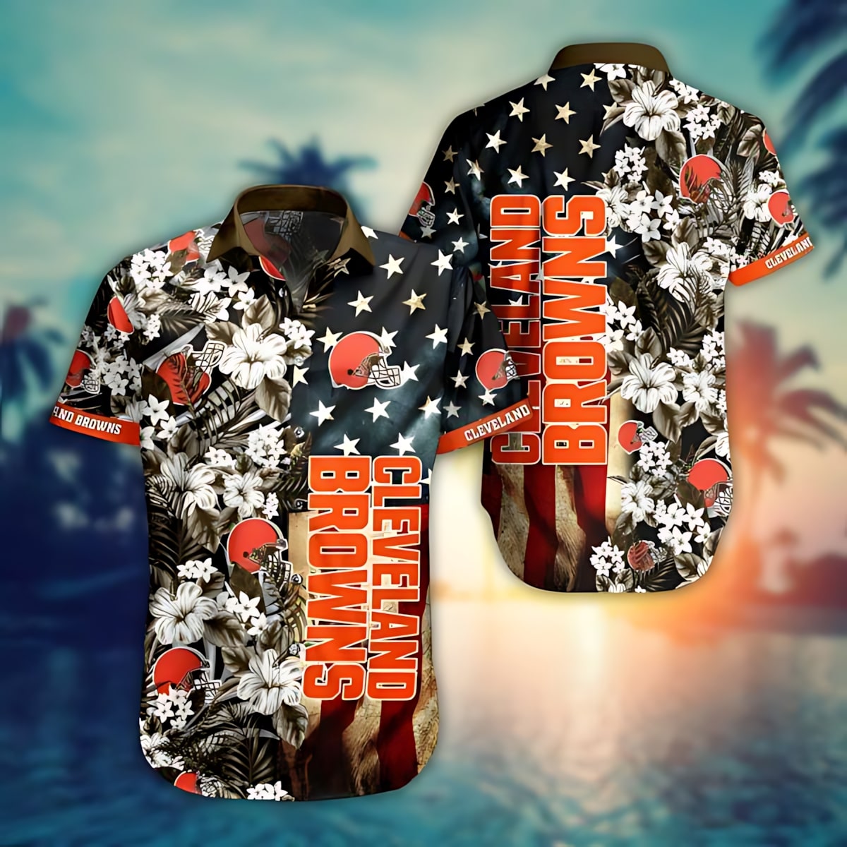Cleveland Browns Hawaiian Shirt Stars Stripes Design 849702