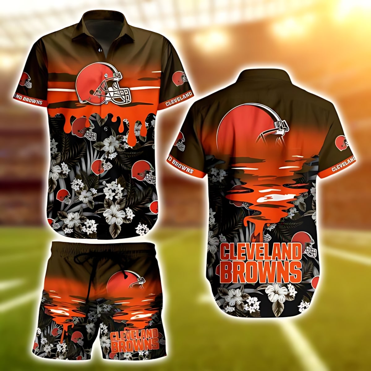 Cleveland Browns Hawaiian Shirt Sunset Drip Design 869258