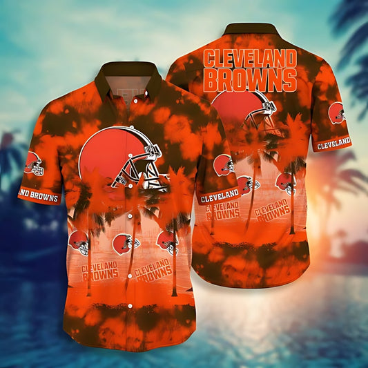 Cleveland Browns Tie Dye Hawaiian Shirt Sunset Design 459306