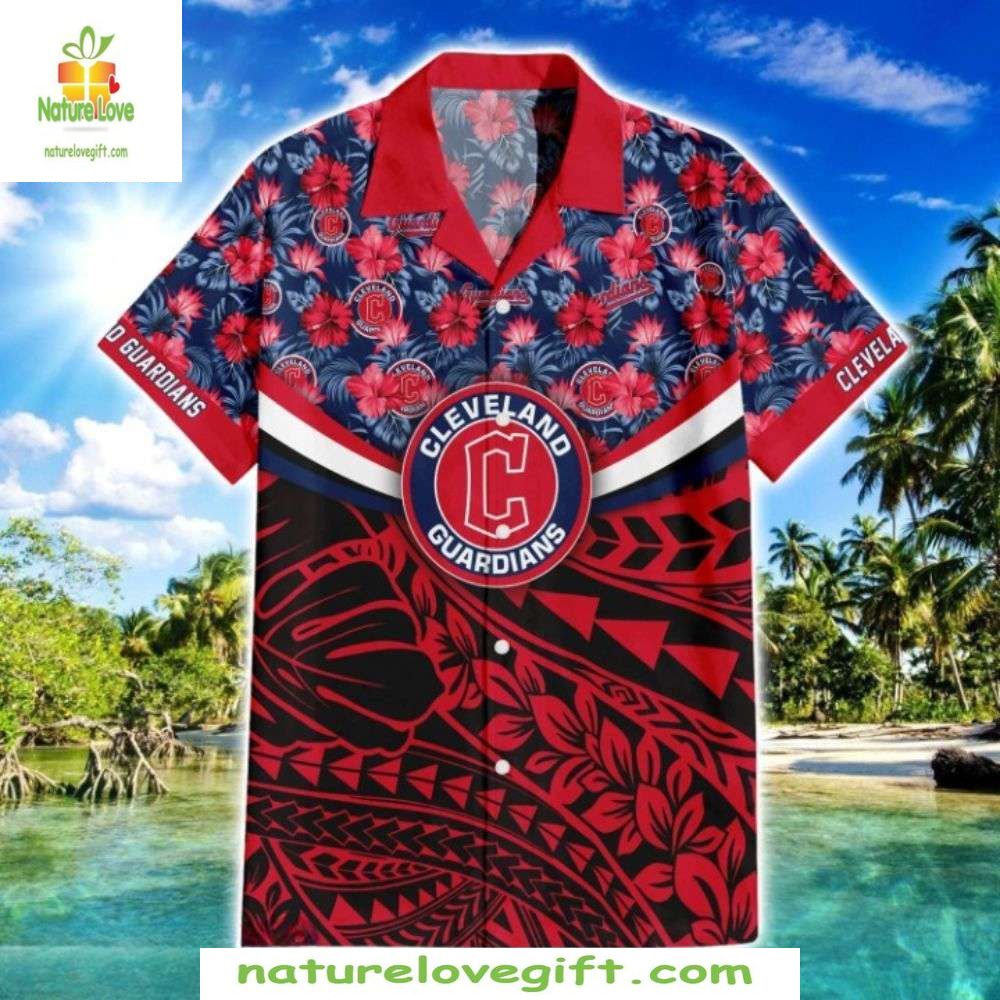 Cleveland Guardians Hawaiian Shirt Floral Tribal MLB Baseball Apparel