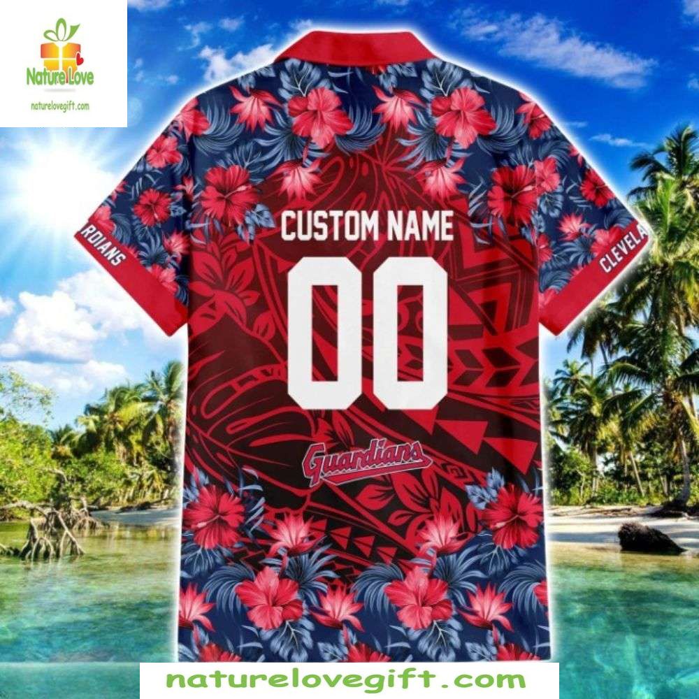 Cleveland Guardians Hawaiian Shirt Floral Tribal MLB Baseball Apparel