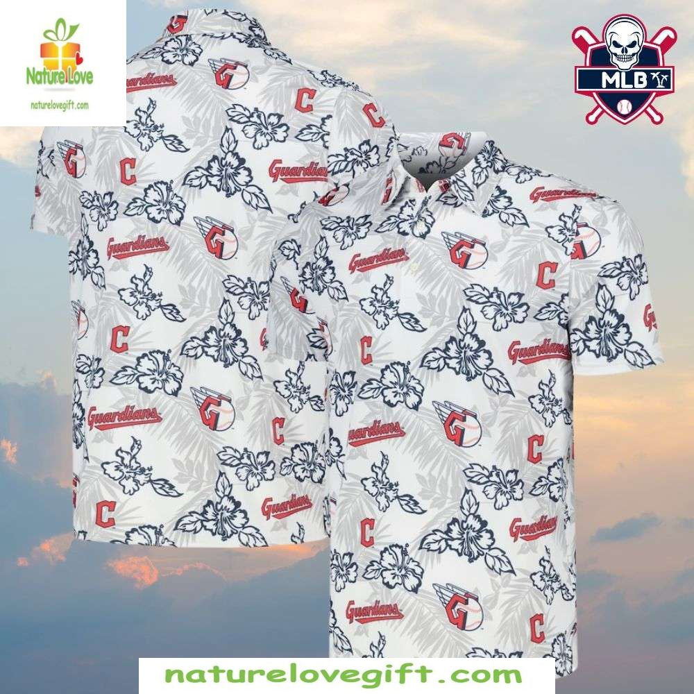 Cleveland Guardians Hawaiian Shirt Hibiscus Bloom MLB Baseball Apparel