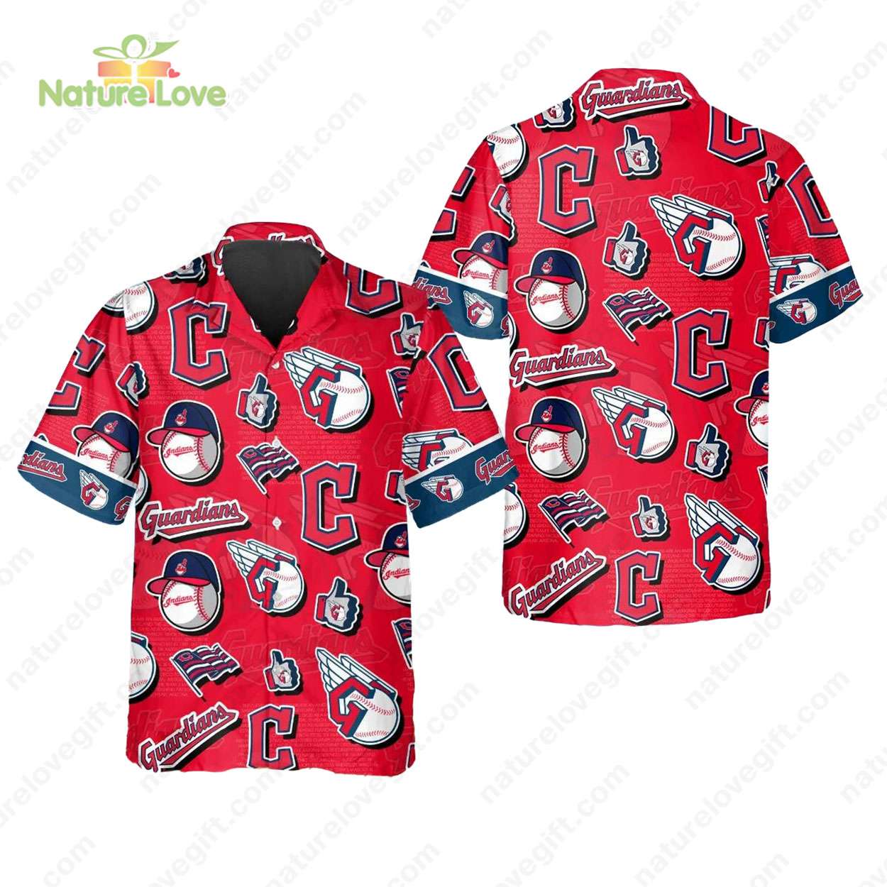 Cleveland Guardians Logo Red Hawaiian Shirt MLB Gift for Guardians Fans