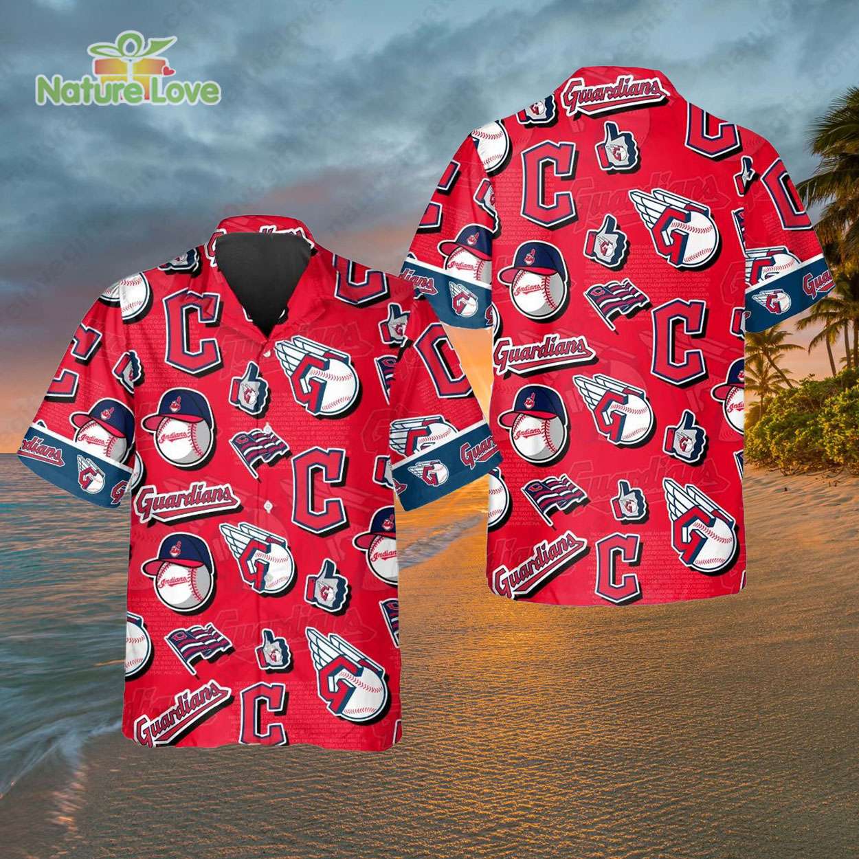 Cleveland Guardians Logo Red Hawaiian Shirt MLB Gift for Guardians Fans