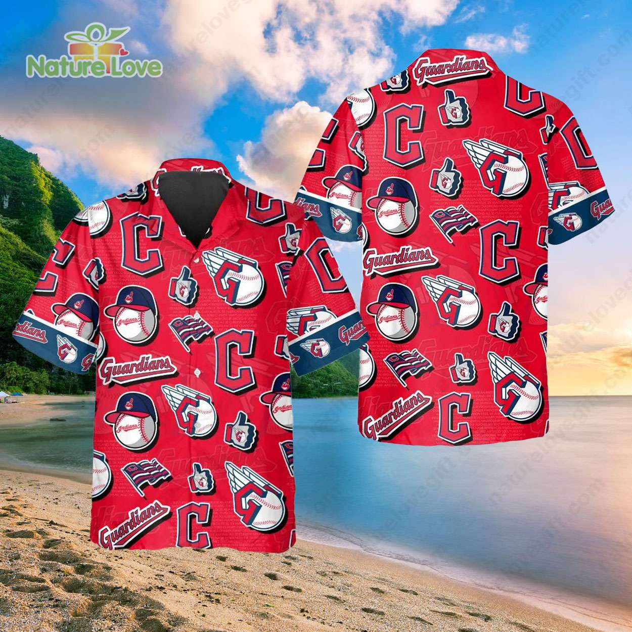 Cleveland Guardians Logo Red Hawaiian Shirt MLB Gift for Guardians Fans