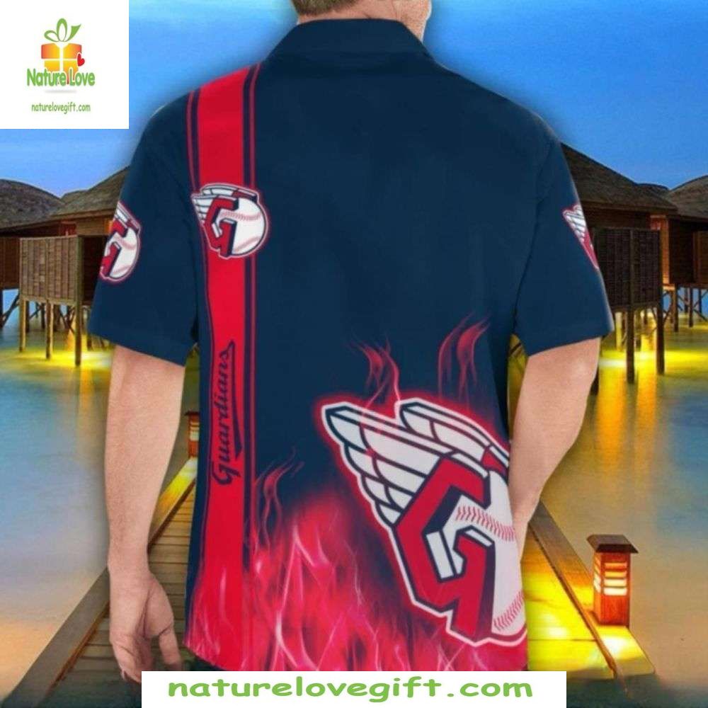 Cleveland Guardians Hawaiian Shirt Red Stripe MLB Baseball Apparel