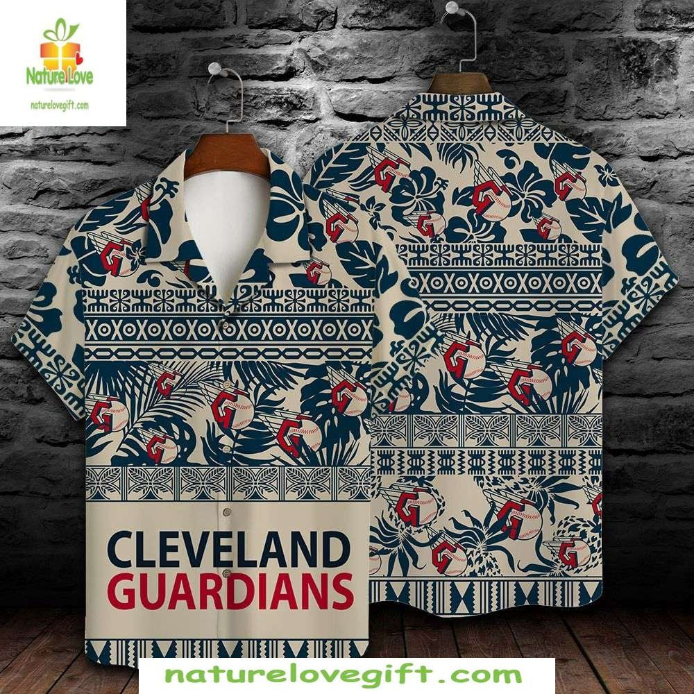 Cleveland Guardians Hawaiian Shirt Tribal Logo MLB Baseball Apparel