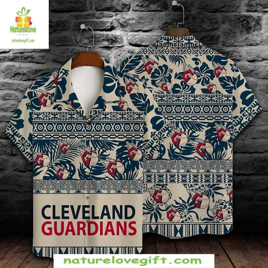 Cleveland Guardians Hawaiian Shirt Tribal Logo MLB Baseball Apparel