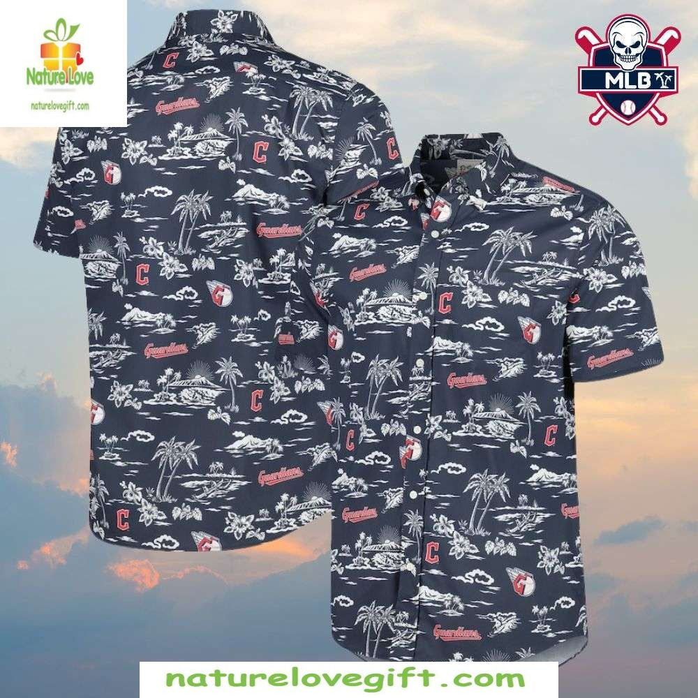 Cleveland Guardians Hawaiian Shirt Tropical Palms MLB Baseball Apparel