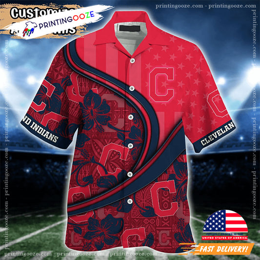 Cleveland Indians MLB Us Flag Hawaiian Shirt