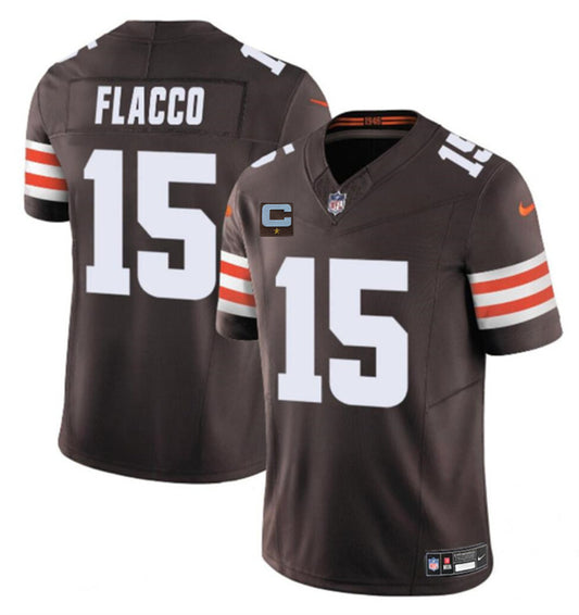 Cleveland Browns #15 Joe Flacco Brown 2025 F.U.S.E. With 1-Star C Patch Vapor Limited