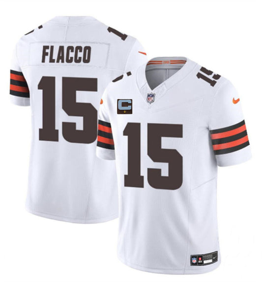 Cleveland Browns #15 Joe Flacco White 2025 F.U.S.E. With 1-Star C Patch Vapor Limited