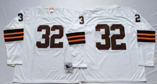 Cleveland Browns #32 Jim Brown Brown With Short Sleeve Throwback (1)_conew1