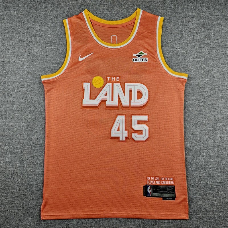 Cleveland Cavaliers #45 Donovan Mitchell 26 Cavaliers 45 Orange City Edition Style 2