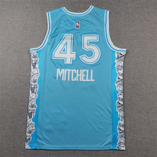 Cleveland Cavaliers #45 Donovan Mitchell Cavaliers 45 Blue City Edition s-xxl Style 1