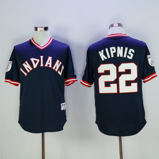 Cleveland Indians #22 Jason Kipnis Indians 22 Blue Pullover 1976 Retro Style 2