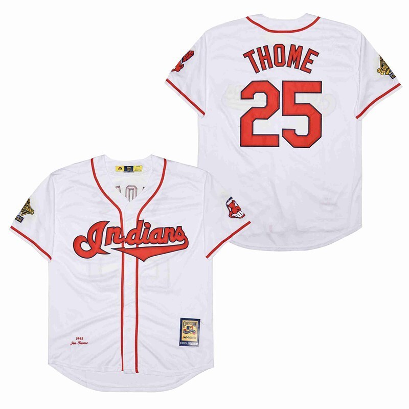 Cleveland Indians #25 Jim Thome Indians 25 White 1995 Retro