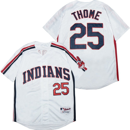 Cleveland Indians #25 Jim Thome Indians 25 White Inverted
