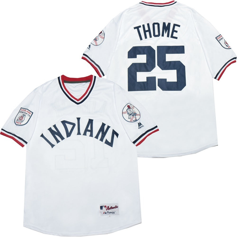 Cleveland Indians #25 Jim Thome Indians 25 White Pullover Inverted