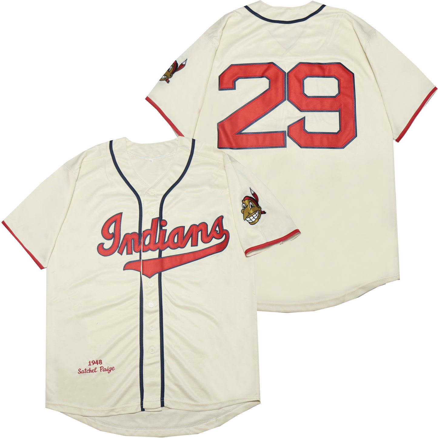 Cleveland Indians #29 Paige Indians 29 Off-White 1948 Retro Style 2