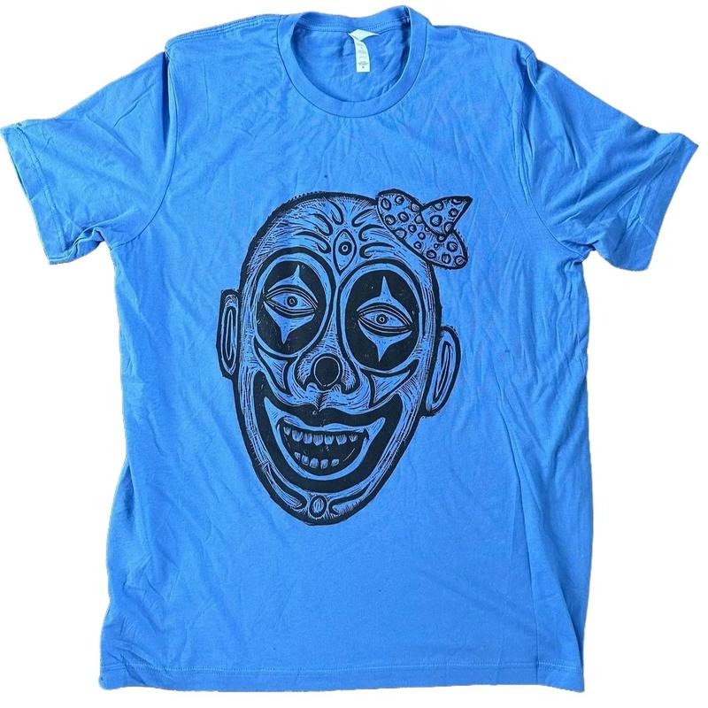 Clown Linoleum Hand-Printed T-Shirt Cotton Menswear Top Graphics