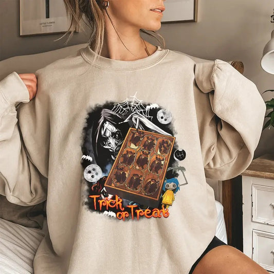 Cocoa Beetles candy in Coraline Shirt, Trick or Treat Coraline Sweatshirt Hoodie, Horror Movie Merch, Halloween Christmas Gift, gift for Friend, trendy design shirt, Graphic Shirt