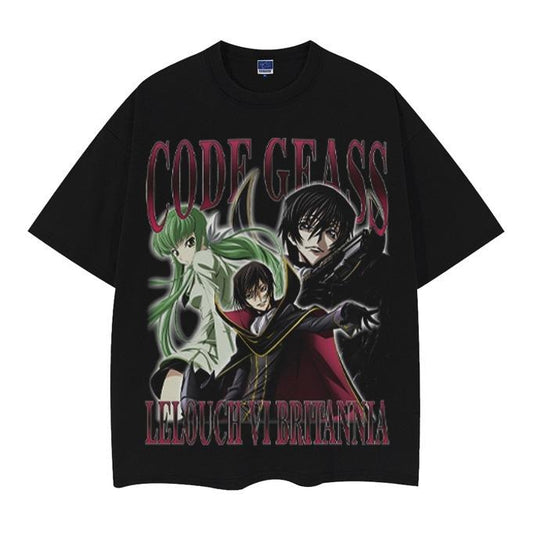 Code Geass "C.C." Vintage Oversized Tee Anime T-shirt 100% Cotton Original Design Men's Top Streetwear Casual
