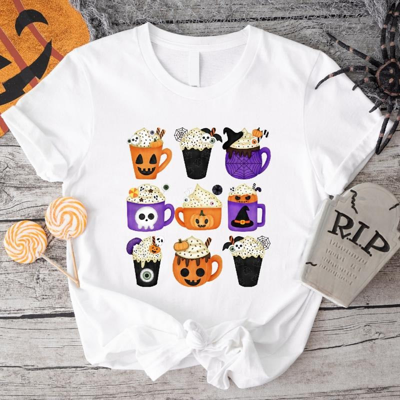Coffee Latte Halloween Shirt, Fall Pumpkin Coffee T-Shirt, Unisex Coffee Lover Gift Tee, Spooky Season Shirt. Hoodie,...