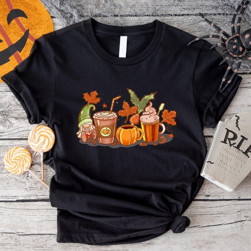 Coffee Latte T-Shirt, Fall Coffee Tee, Pumpkin Halloween Shirt, Unisex Coffee Lover Gift, Thanksgiving Tee Hoodie, Sweatshirt