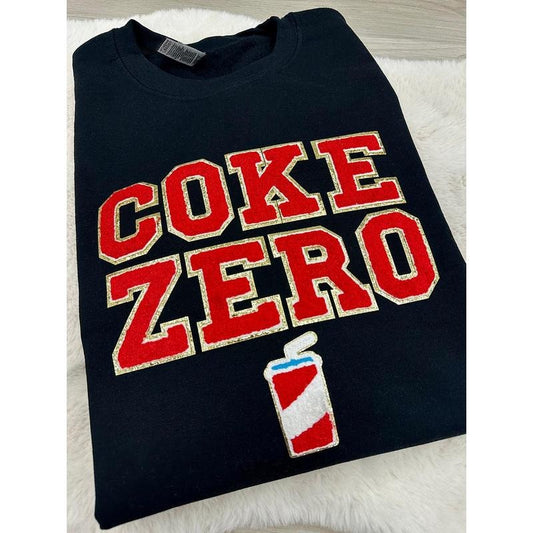 'Coke Zero' Letter Patch Crewneck Sweatshirt