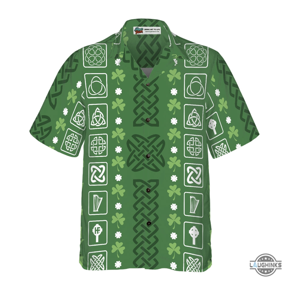 Collection Of Celtic Irish Happy St Patricks Day Hawaiian Shirt Aloha Summer Beach Button Up Shirts And Shorts