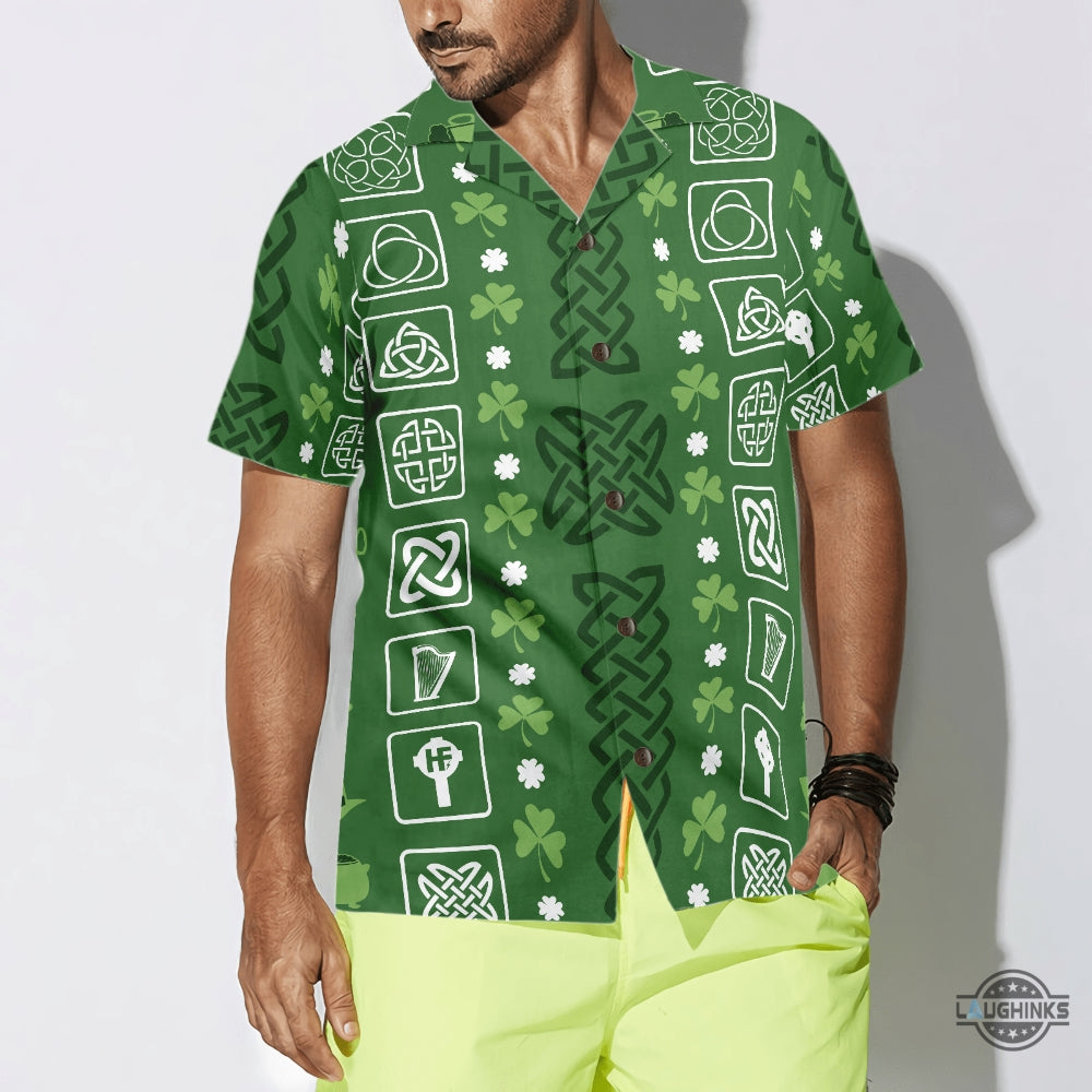 Collection Of Celtic Irish Happy St Patricks Day Hawaiian Shirt Aloha Summer Beach Button Up Shirts And Shorts