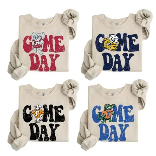 College Mascot Game Day Sweatshirt, Retro NCAA Teams Crewneck T-Shirts, Hoodie | InkThreadWorks.com
