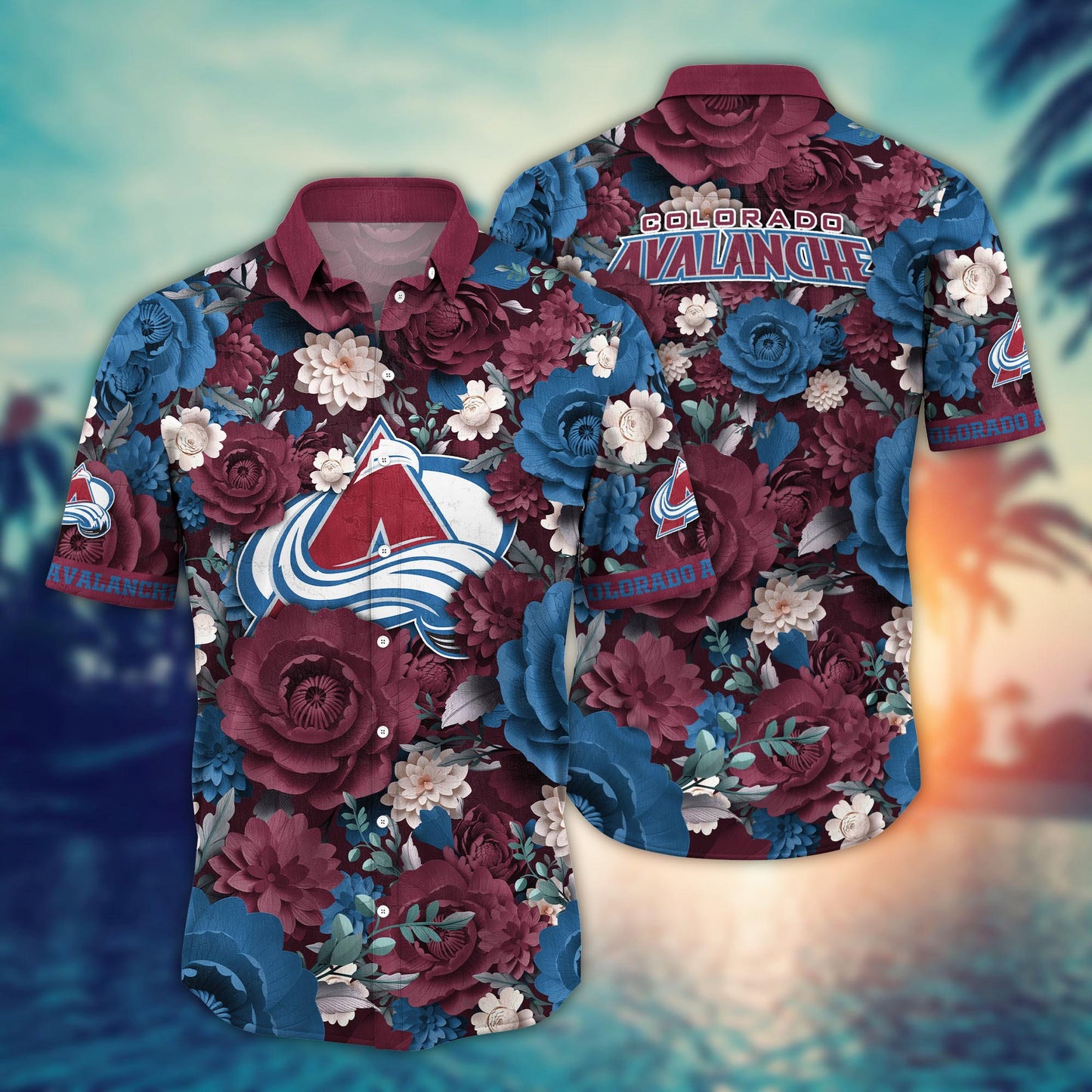 Colorado Avalanche Hawaiian Shirt Garden Bloom Design by