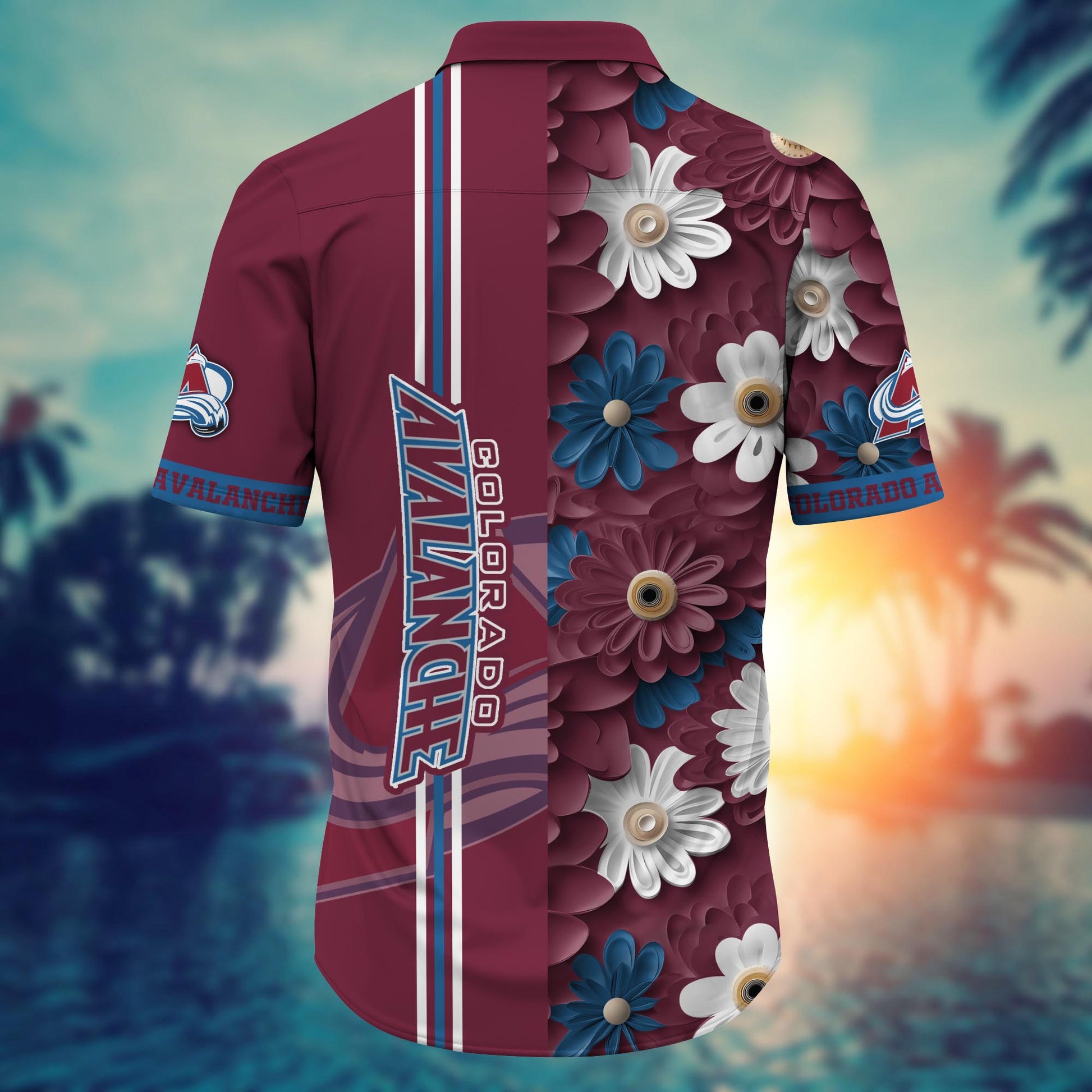 Colorado Avalanche Striped Floral Hawaiian Shirt 372628