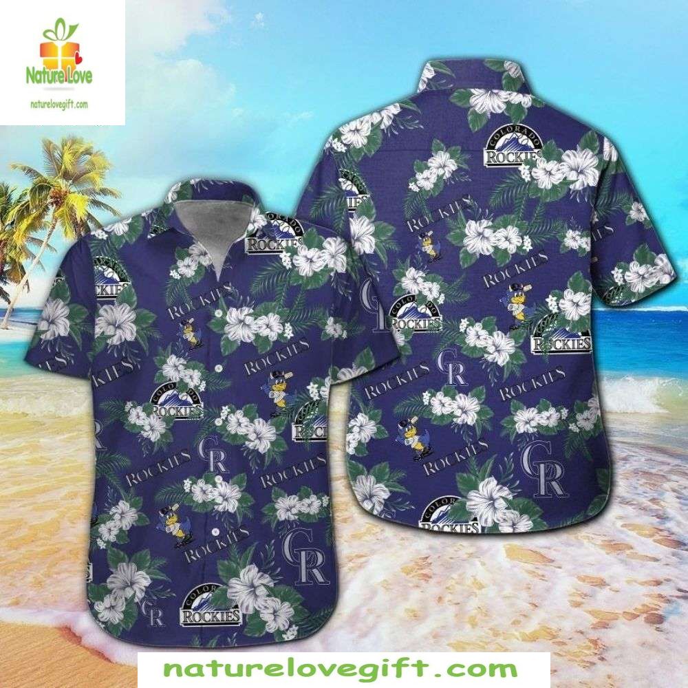 MLB Colorado Rockies Floral Hibiscus Hawaiian Shirt Baseball Apparel