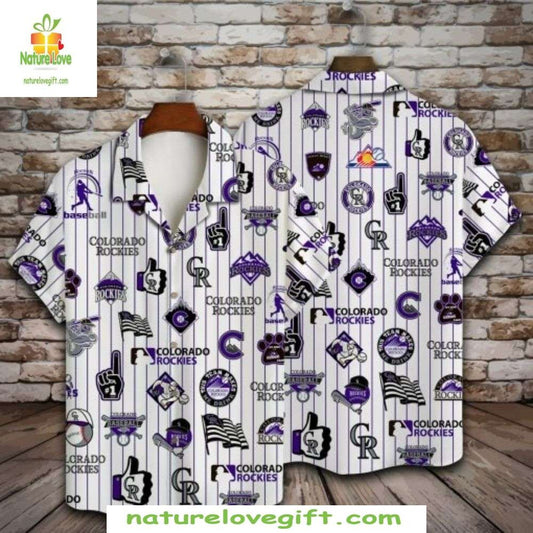 Colorado Rockies MLB Hawaiian Shirt Heritage Icons White Baseball Apparel