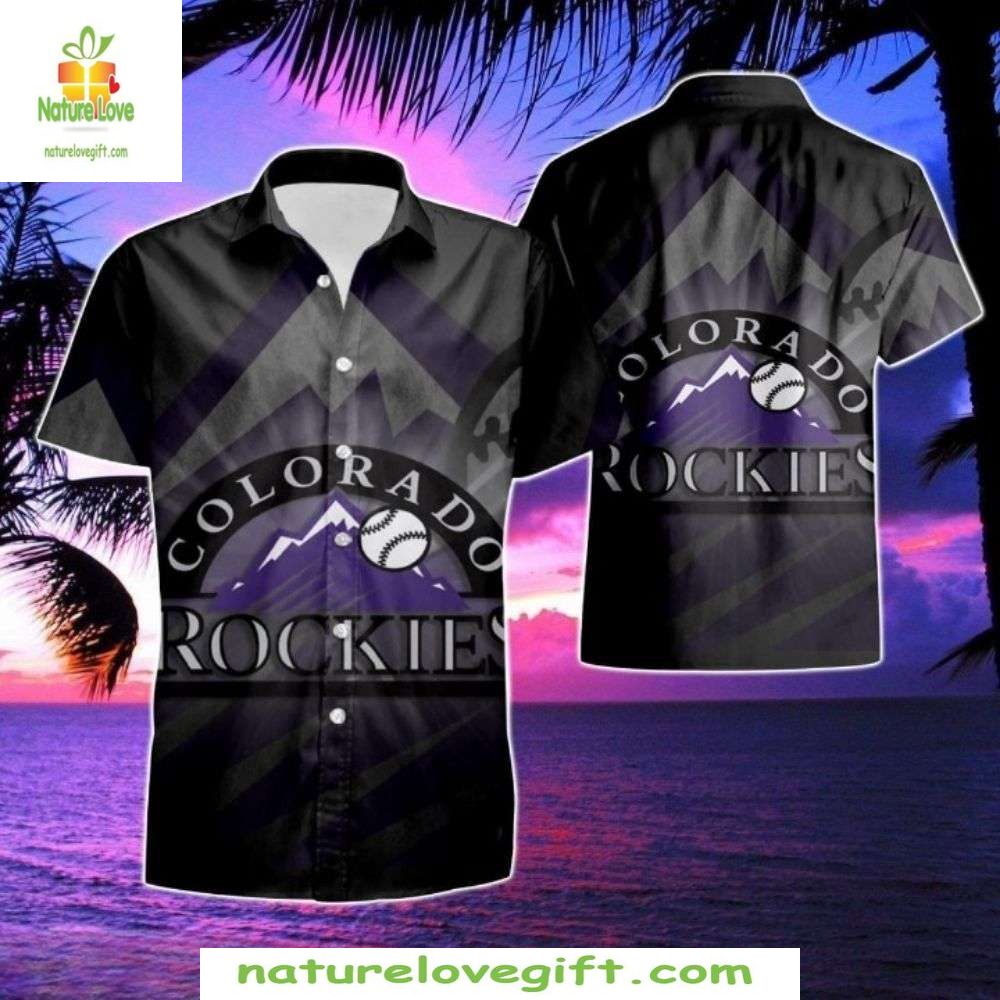 MLB Colorado Rockies Hawaiian Shirt Mountain Sunset Baseball Aloha Shirt