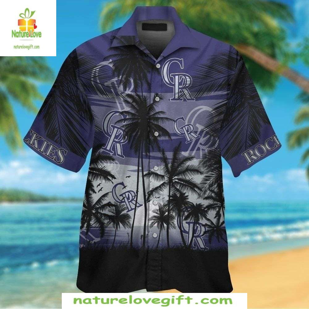 Colorado Rockies MLB Hawaiian Shirt Palm Night Baseball Aloha Shirt