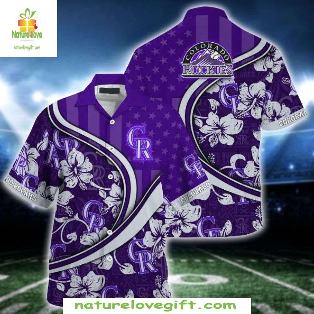Colorado Rockies Purple Floral Hawaiian Shirt MLB Baseball Apparel GC2R28RA
