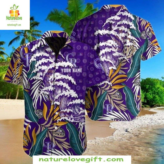 MLB Colorado Rockies Purple Wave Hawaiian Shirt Baseball Apparel